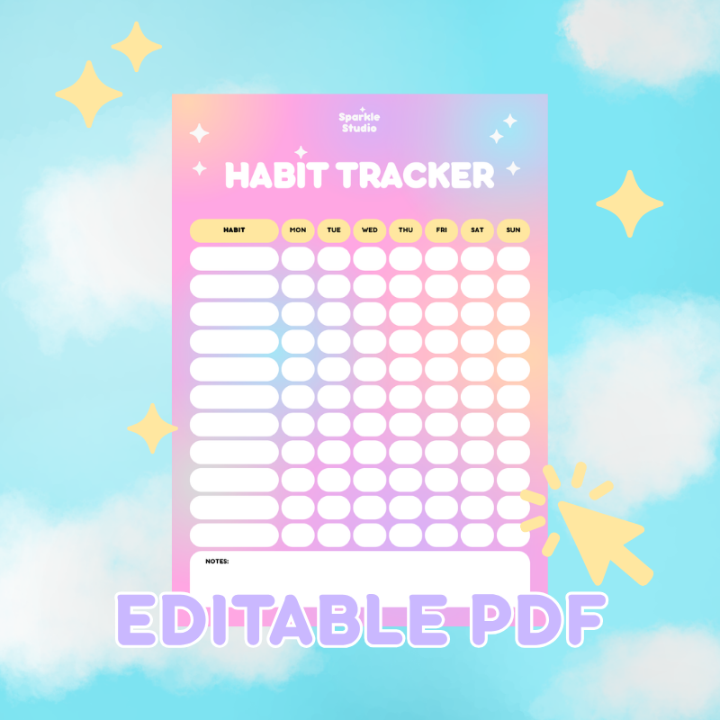 Weekly Habit Tracker - Editable pdf (Free Download)