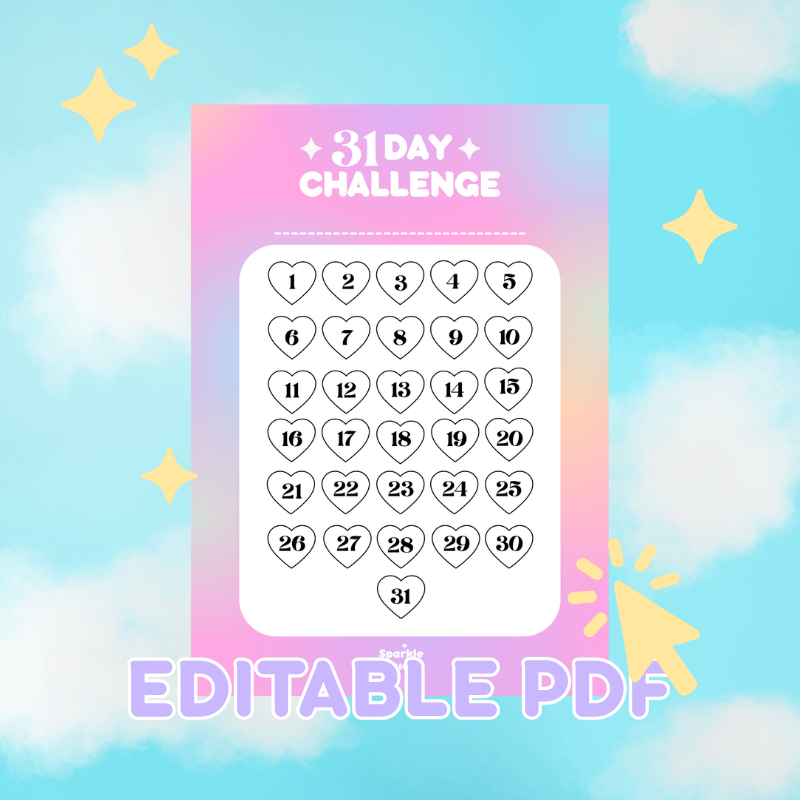 31 Day Challenge Tracker - Editable PDF (Free Download)