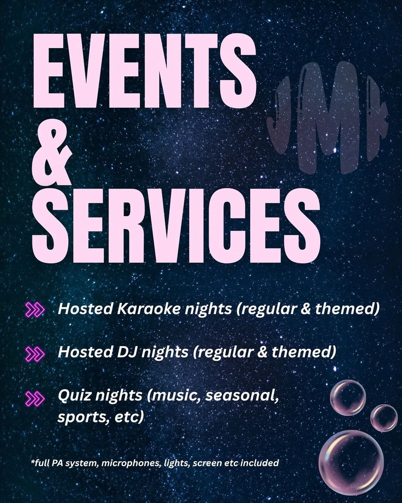 Did you know?

We offer complete, hosted entertainment packages for pubs, venues and private events. Whether it&rsquo;s:

✨karaoke
✨live music &amp; DJ-ing
✨or quiz nights

we&rsquo;ve got you!

#karaoke #leicesterevents #livemusicleicester