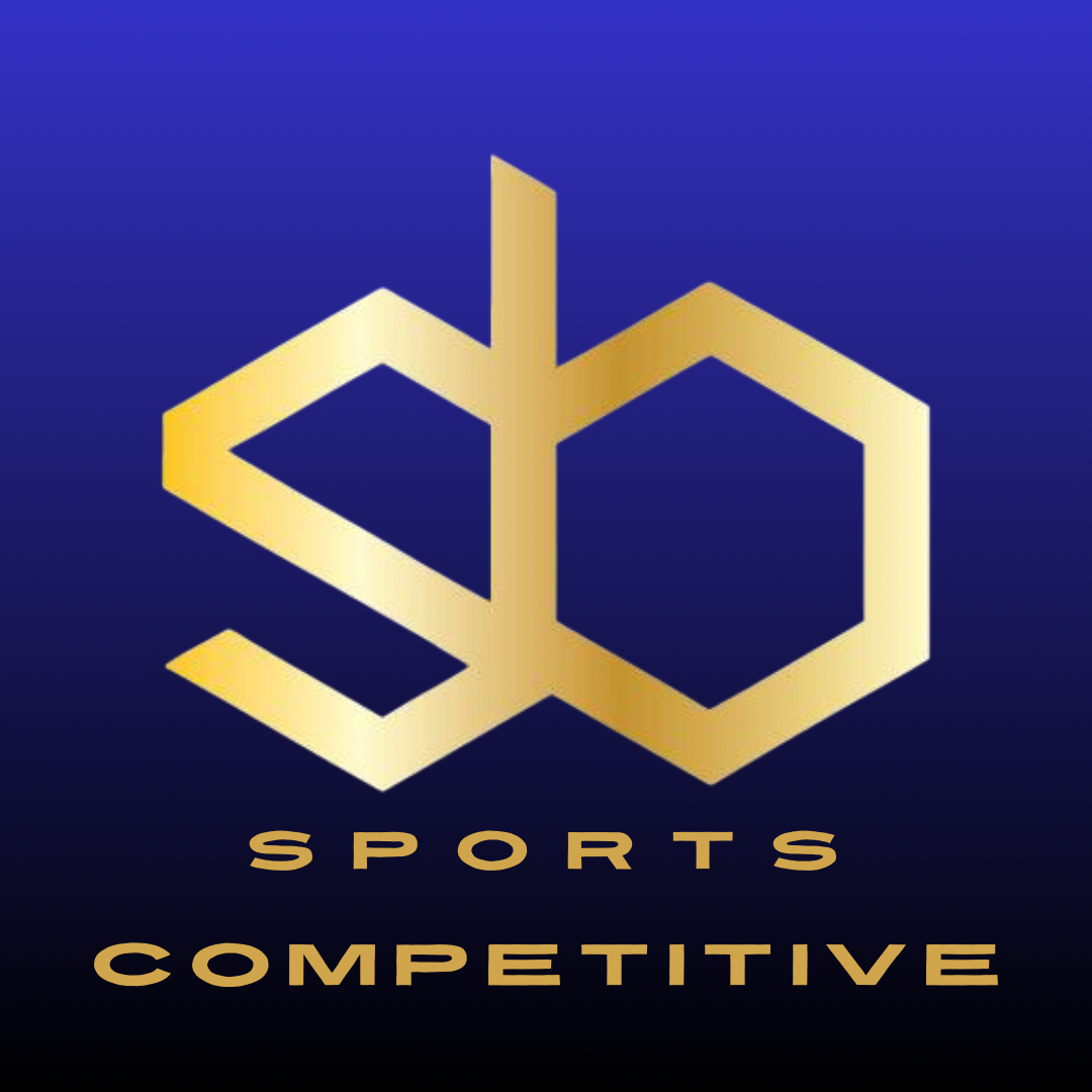 A logo with a gold geometric design resembling a stylized 'S' and 'C' on a dark blue background, with the words 'SPORTS' and 'COMPETITIVE' written below it.