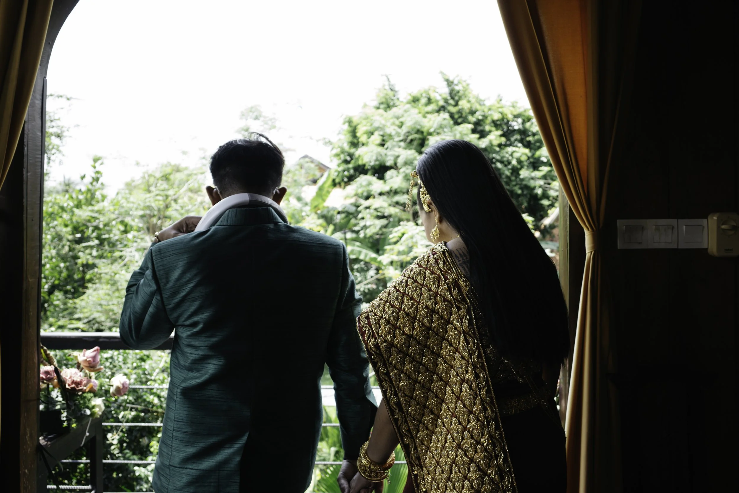 A bride in traditional Khmer wedding attire