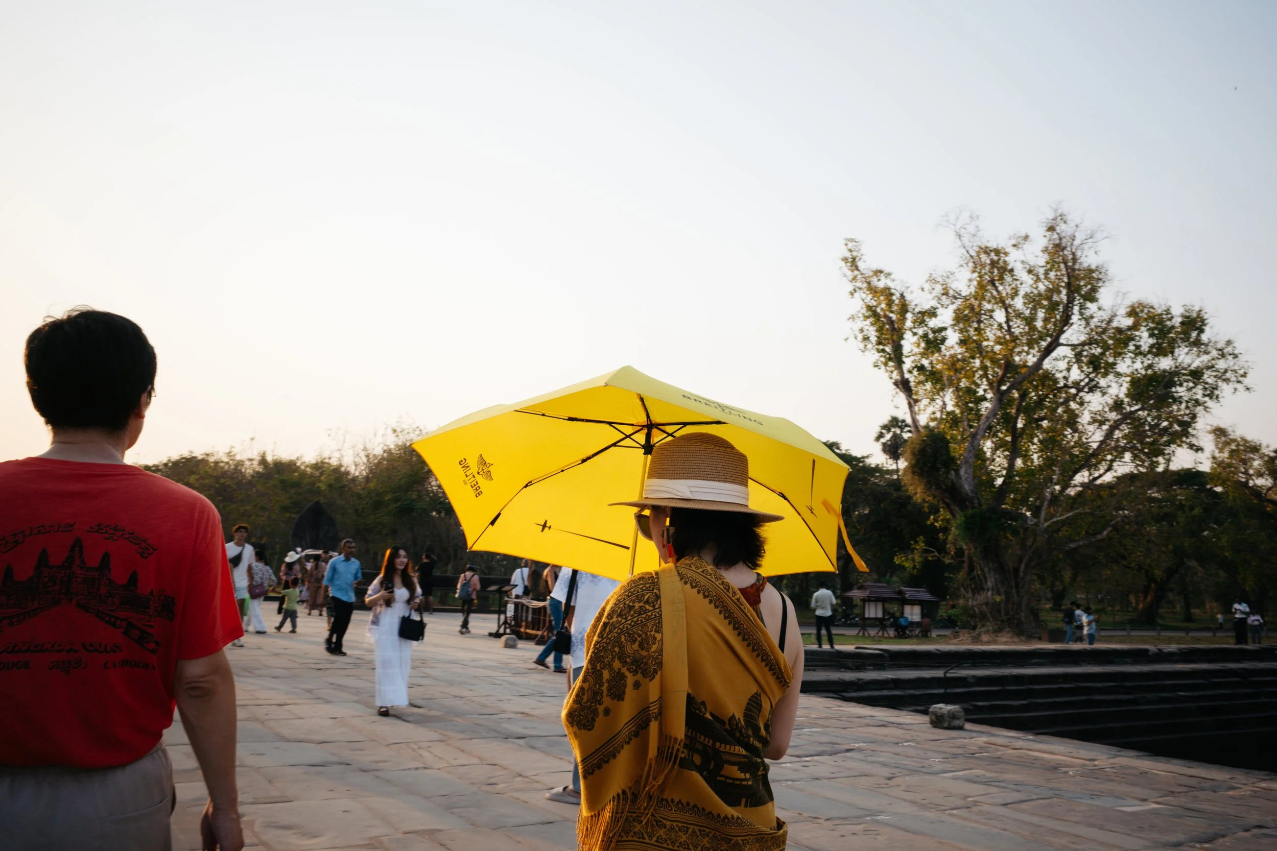 Woman with Yellow Umbrella at Angkor