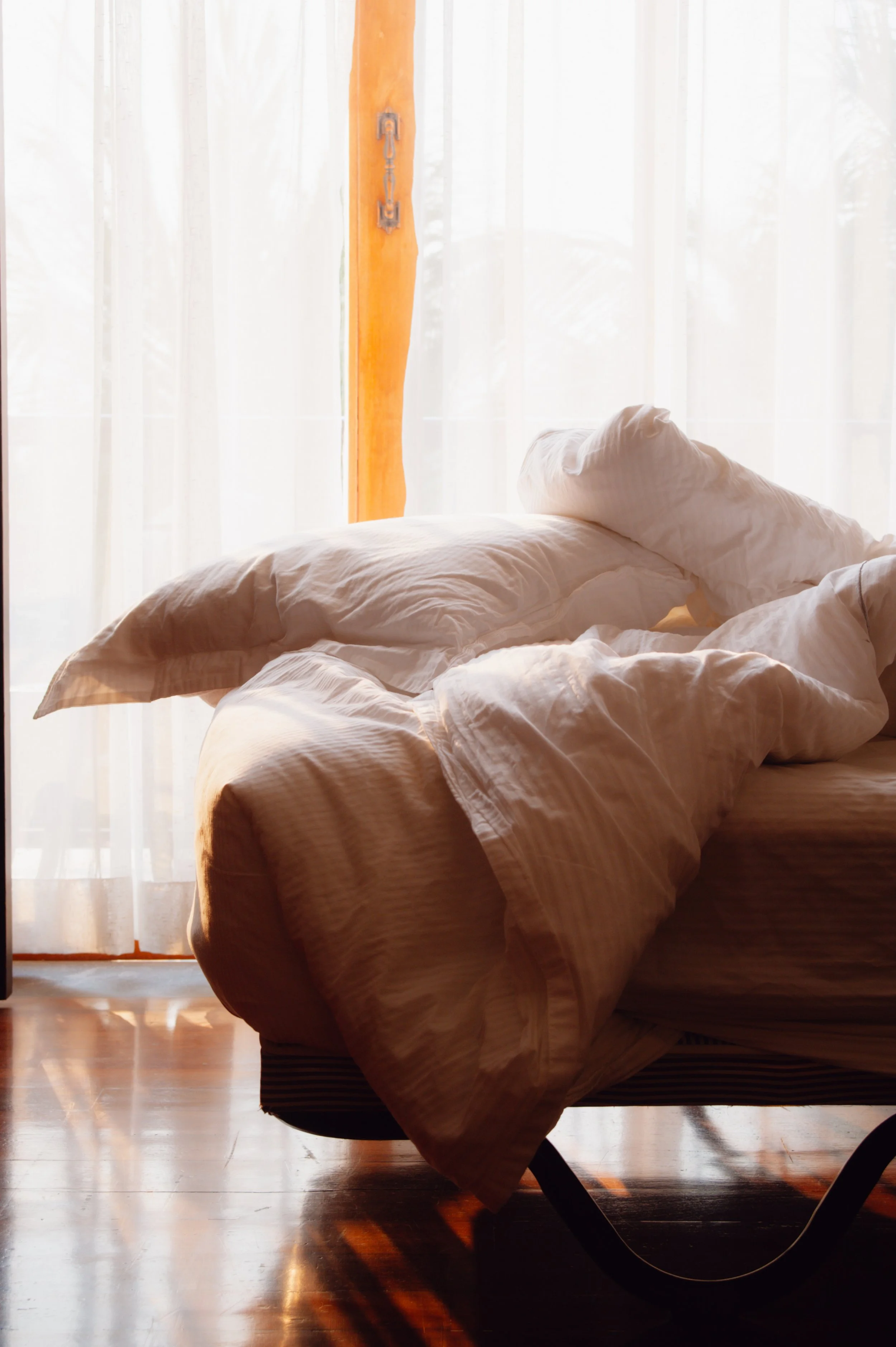 A view of the bedsheets