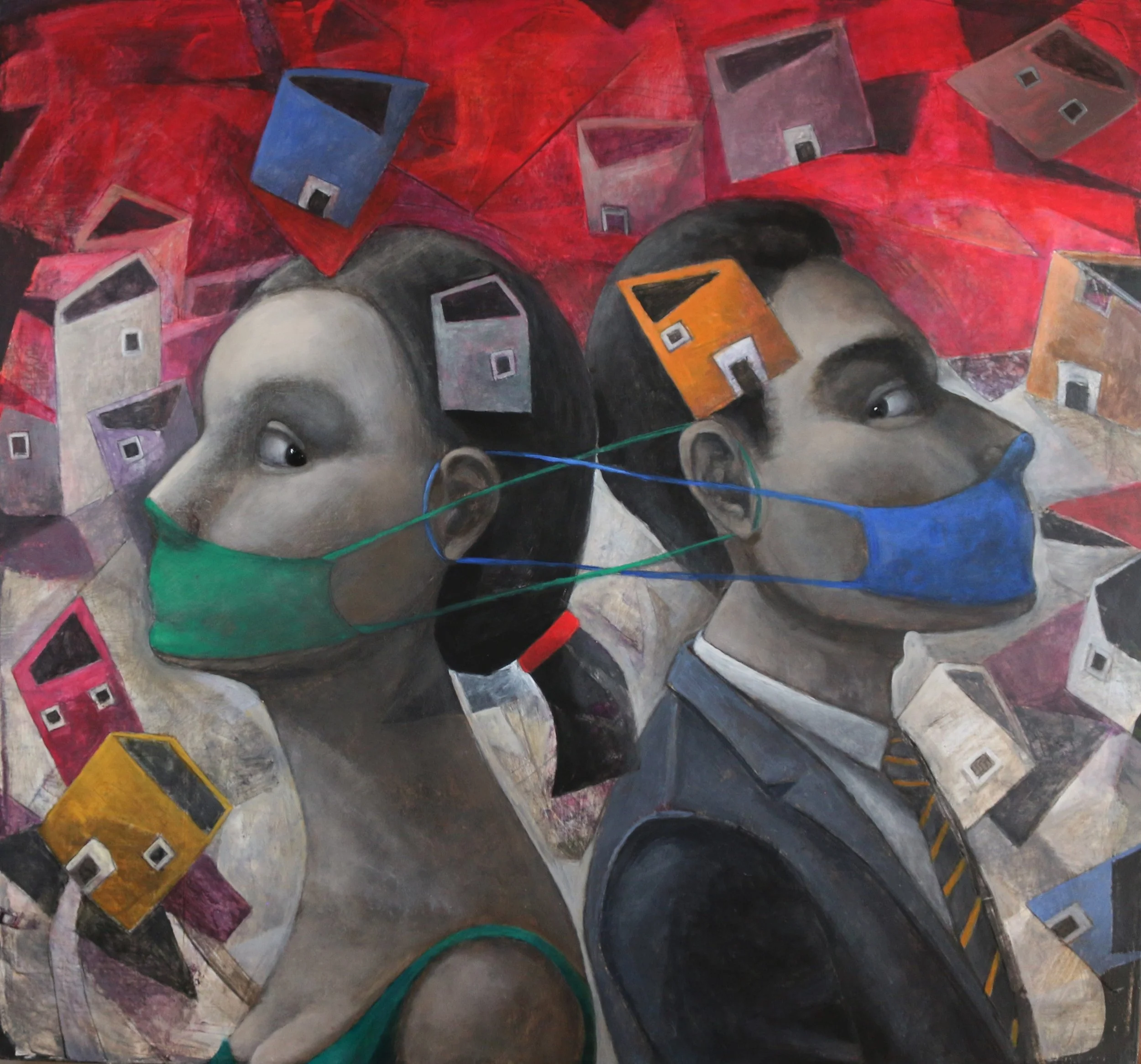 Shared Silences | Oil on Canvas | 70 x 75 cm | 2750 USD