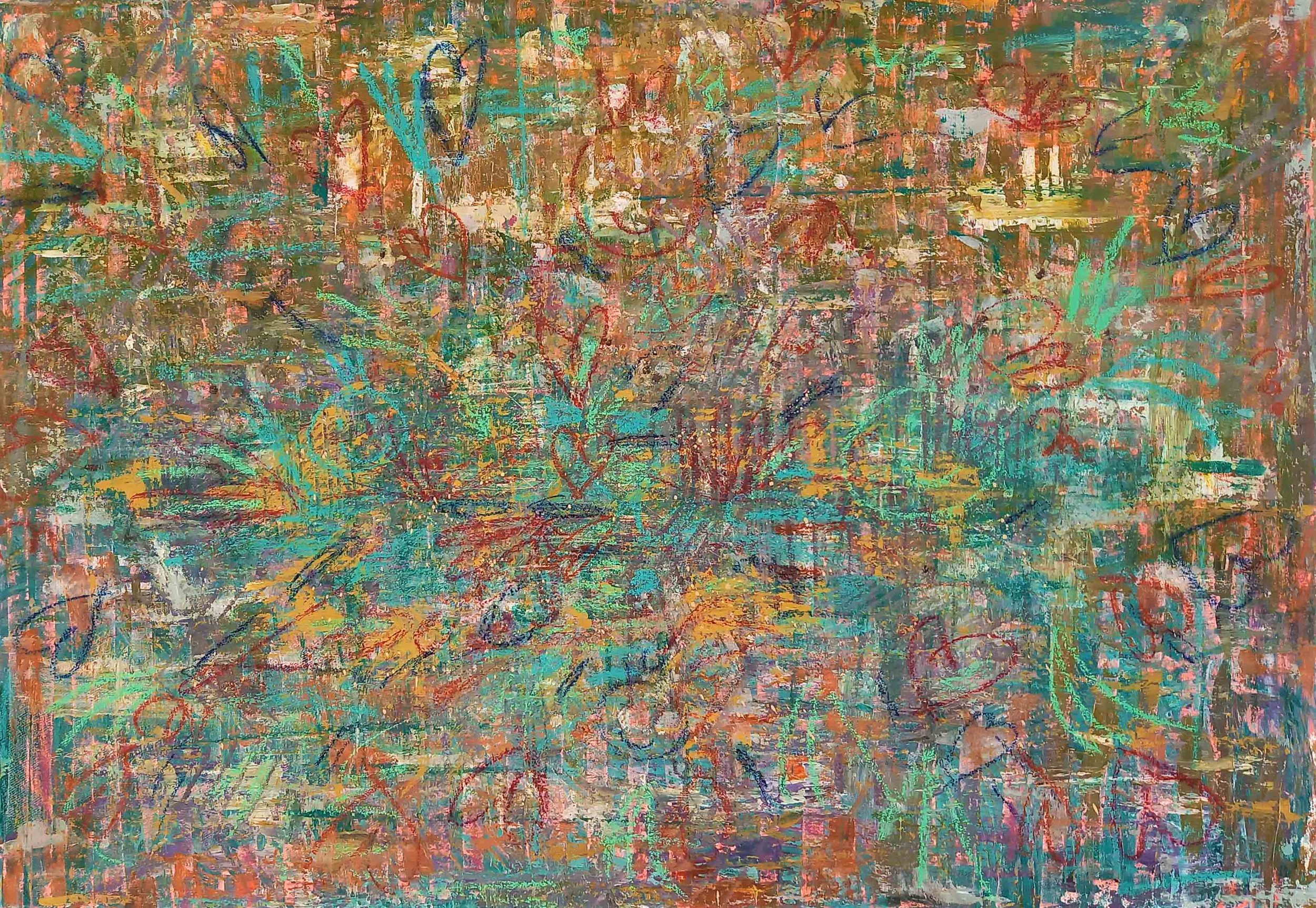 Dancing Waterfront Smileys  
| Mixed media on Canvas  
| 100 x 70 cm