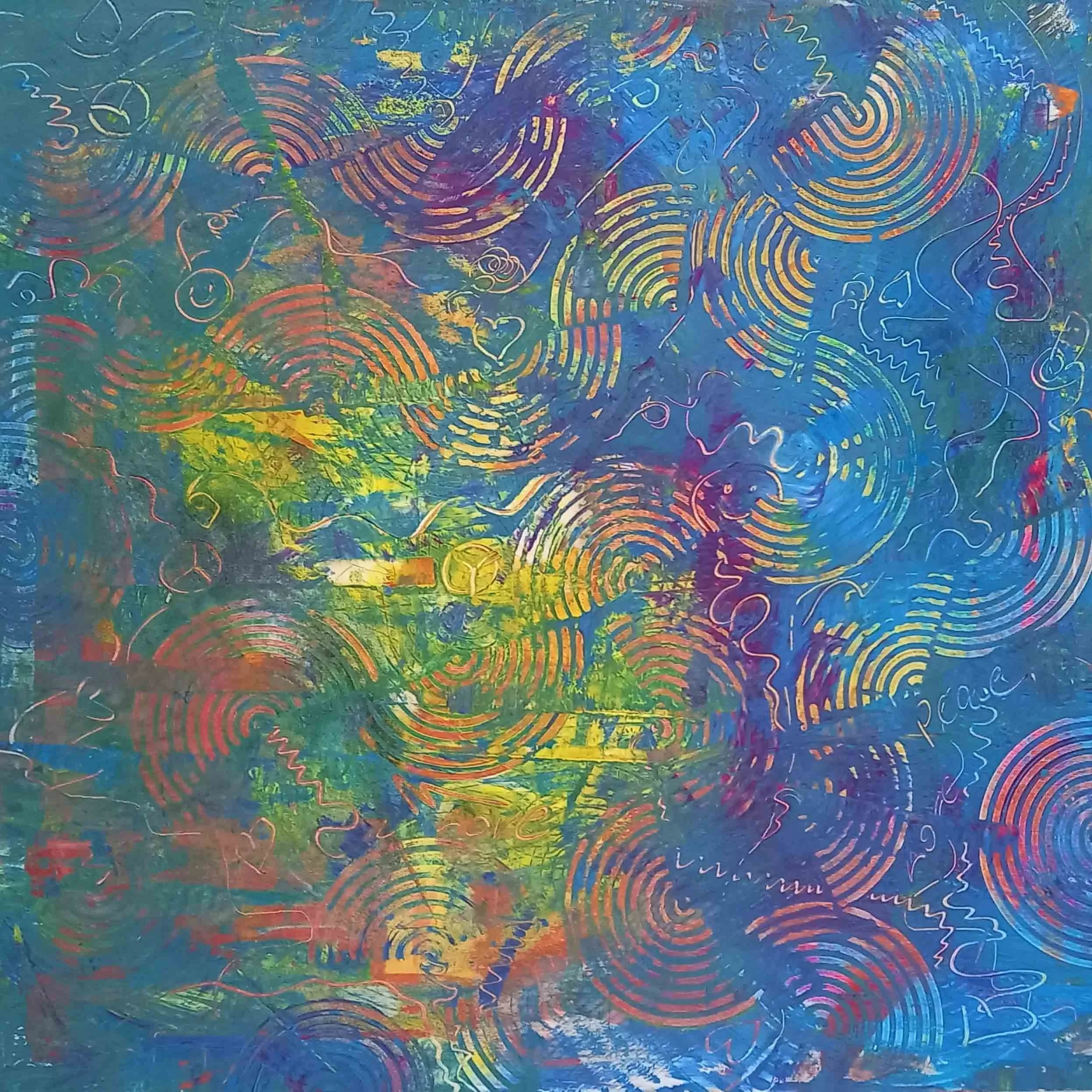Love, Peace, Happiness NOW! Forever and everywhere  
| Acrylic on Canvas  
| 100 x 100 cm
