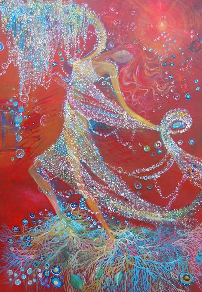Cosmic Background in the Mystical Dance Energy | Acrylic on Canvas | 50 x 70 cm | 1900 USD