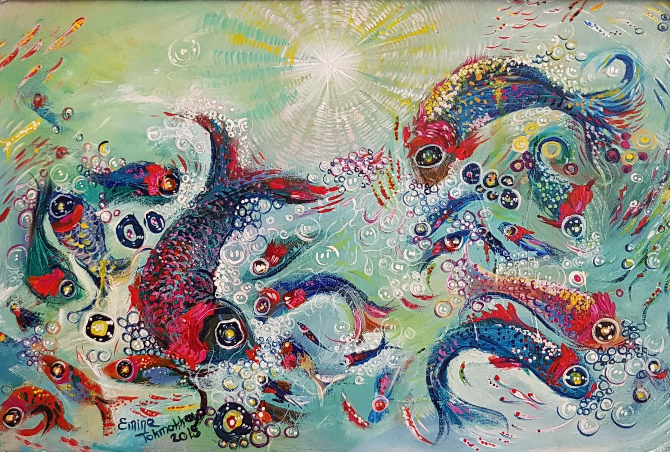 Fish Dance in the Blue | Acrylic on Canvas | 50 x 70 cm | 1900 USD