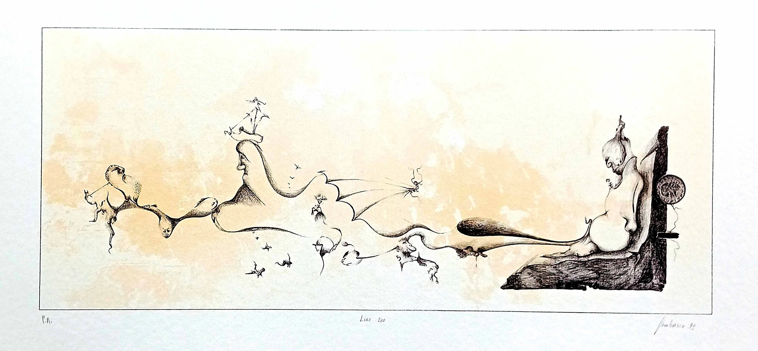 Lire 200 Behind  
| Lithograph  
| 55 x 23 cm