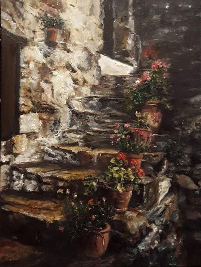 Cozy Courtyards | Oil on Canvas | 40 x 50 cm | 500 USD