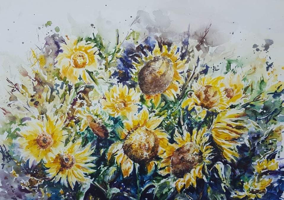 Sunflowers | Watercolour on Paper | 60 x 40 cm | 500 USD