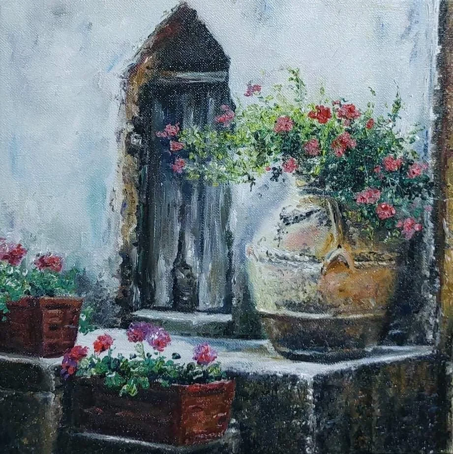 Cozy Courtyards 2 | Oil on Canvas | 30 x 30 cm | 450 USD