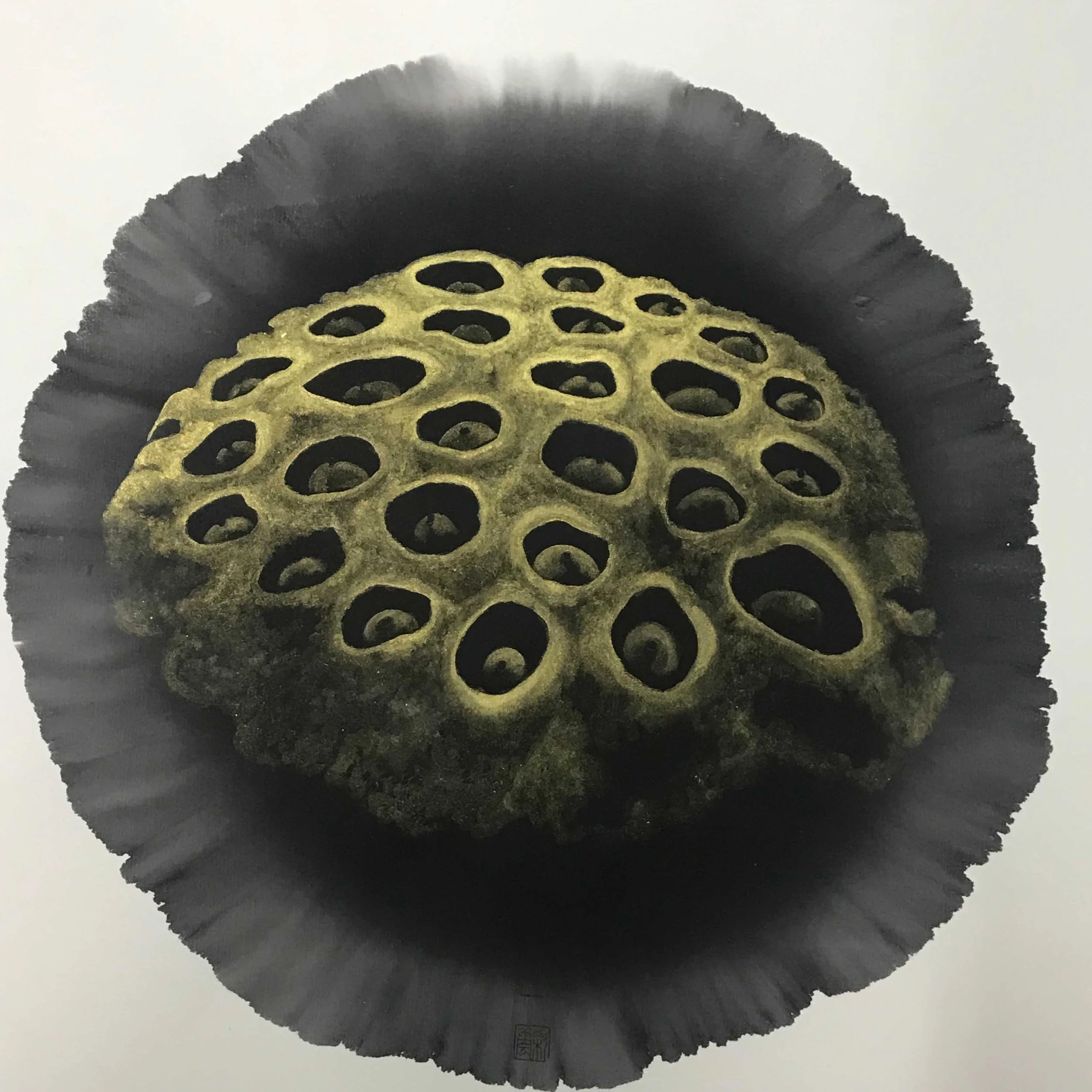 Ink Drop – Pruduence No. 1 | Installation, Rice Paper with Chinese Ink | Diameter: 32 cm (No frame) | USD 4,000