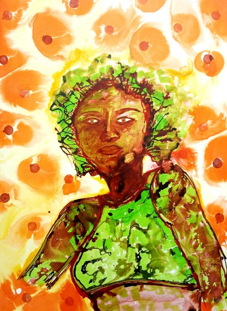 Green Haired Girl | Ink on Paperboard | 100 x 77 cm | 3000 USD