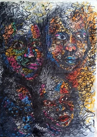 Eti Kou | 60 x 45 cm | Mixed Media (Acrylic on Paper + Collage of Lotus Leaves) | 306 USD