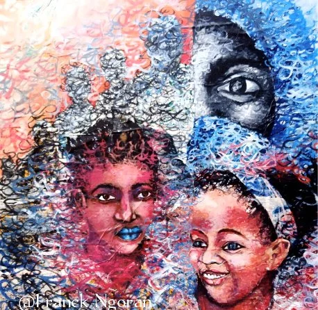 ïmamon sasa | 100 x 100 cm | Mixed Media (Acrylic on Paper + Collage of Lotus Leaves) | 780 USD