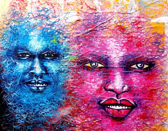 Ngouan | 100 x 100 cm | Mixed Media (Acrylic on Paper + Collage of Lotus Leaves) | 606 USD