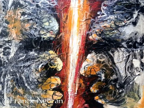 Angonda | 45 x 35 cm | Mixed Media (Acrylic on Paper + Collage of Lotus Leaves) | 260 USD