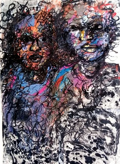 Té | 60 x 45 cm | Mixed Media (Acrylic on Paper + Collage of Lotus Leaves) | 306 USD