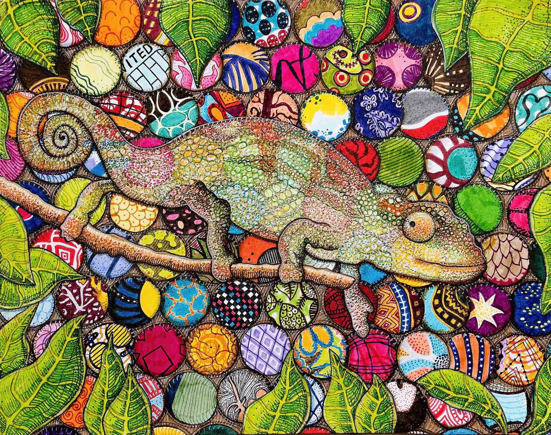Cultural Chameleon | Watercolour on Paper | 27.9 x 35.5 cm | 800 USD
