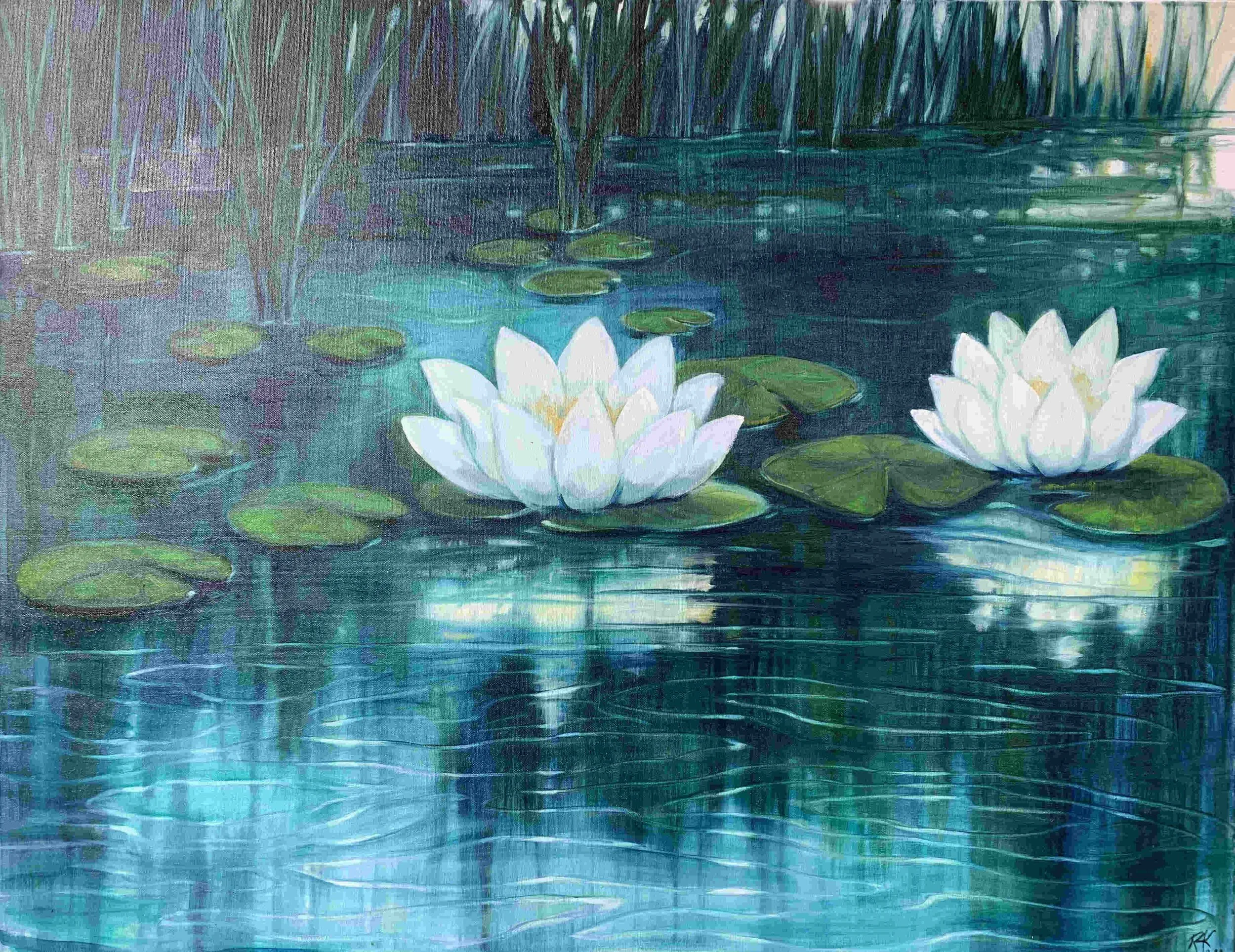 Nympheas blanc  
| Oil on Canvas  
| 70 x 80 cm