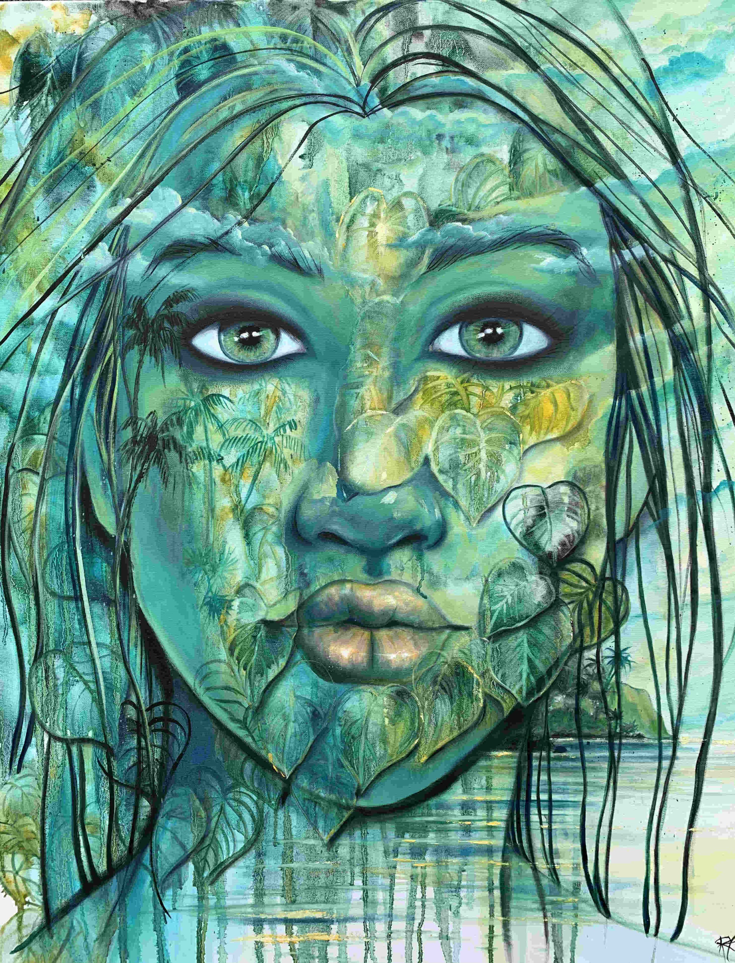 Le visage de la jungle  
| Oil on Canvas  
| 120 x 90 cm