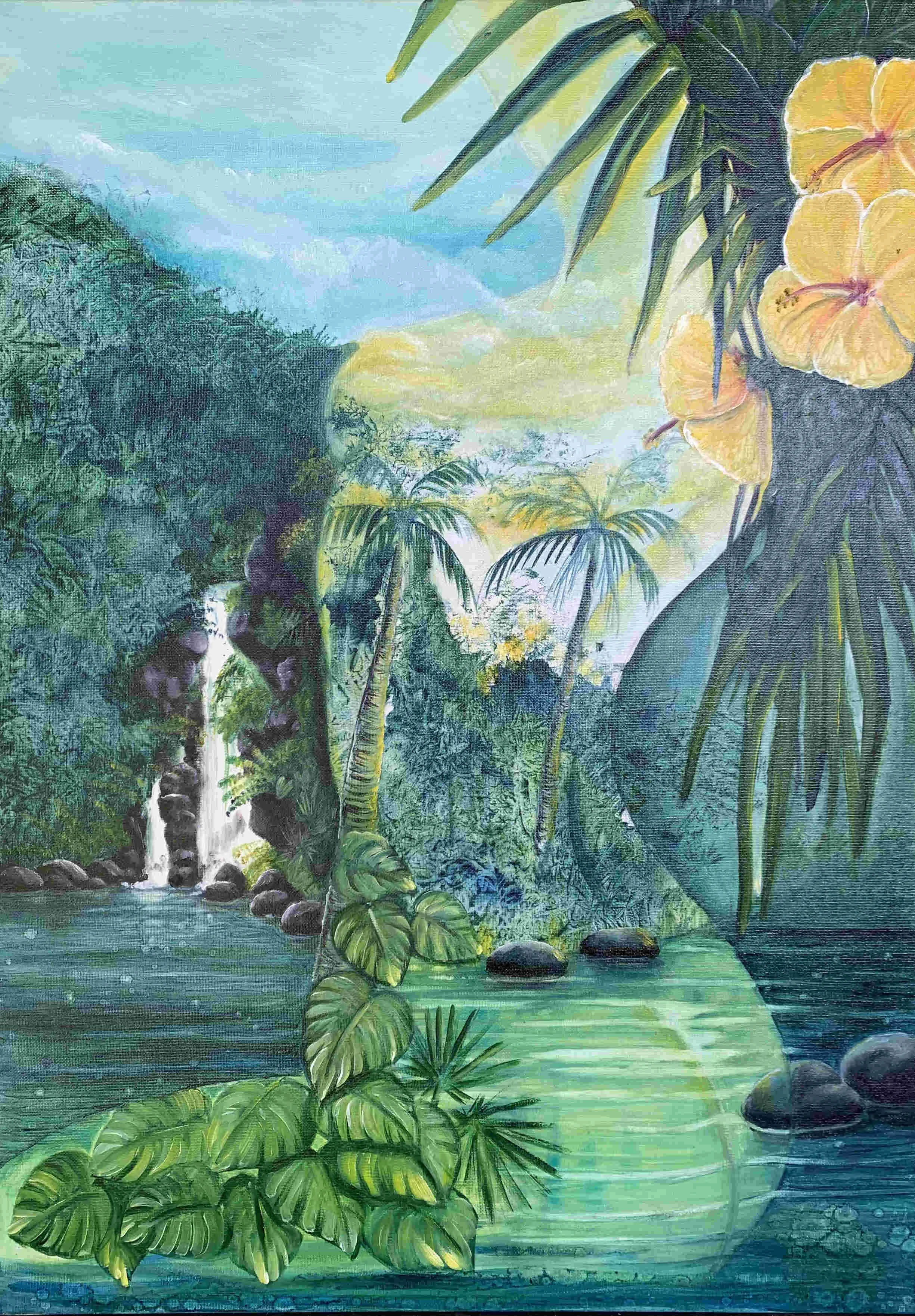 Hibiscus Jaune  
| Oil on Canvas  
| 70 x 50 cm