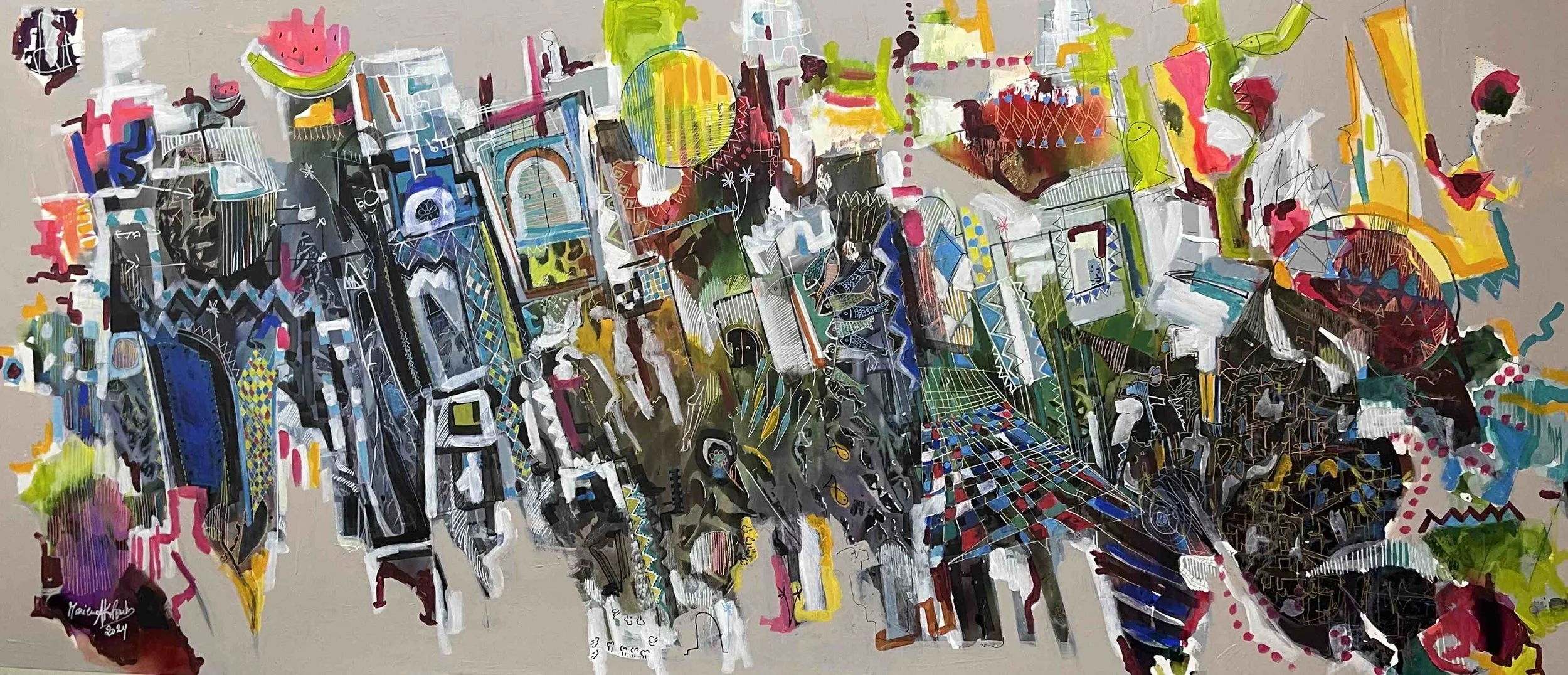 Au pays des merveilles  
| Mixed Media on Canvas  
| 230 x 110 cm