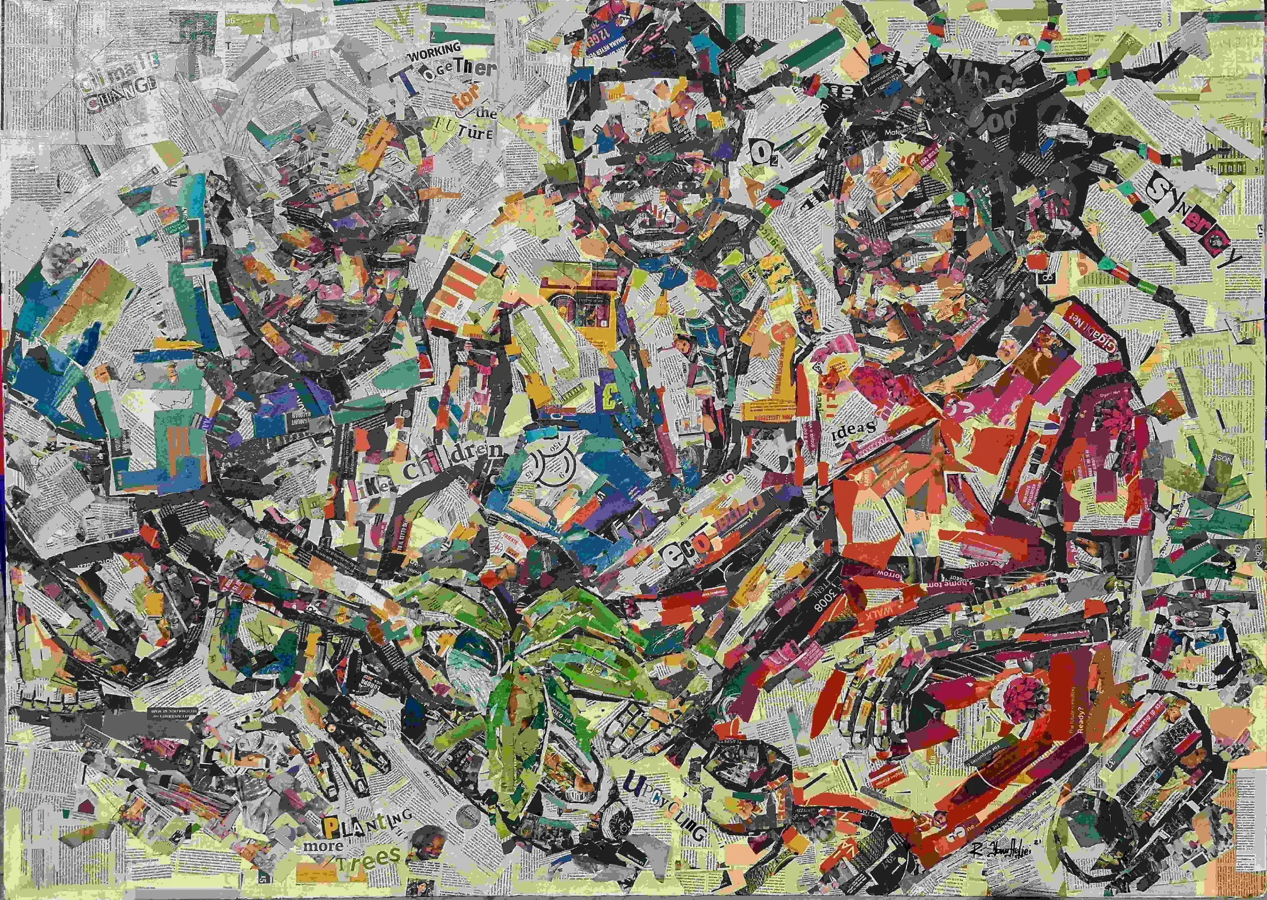 Childhood I 
| Newsprints on Canvas  
| 175 x 127 cm