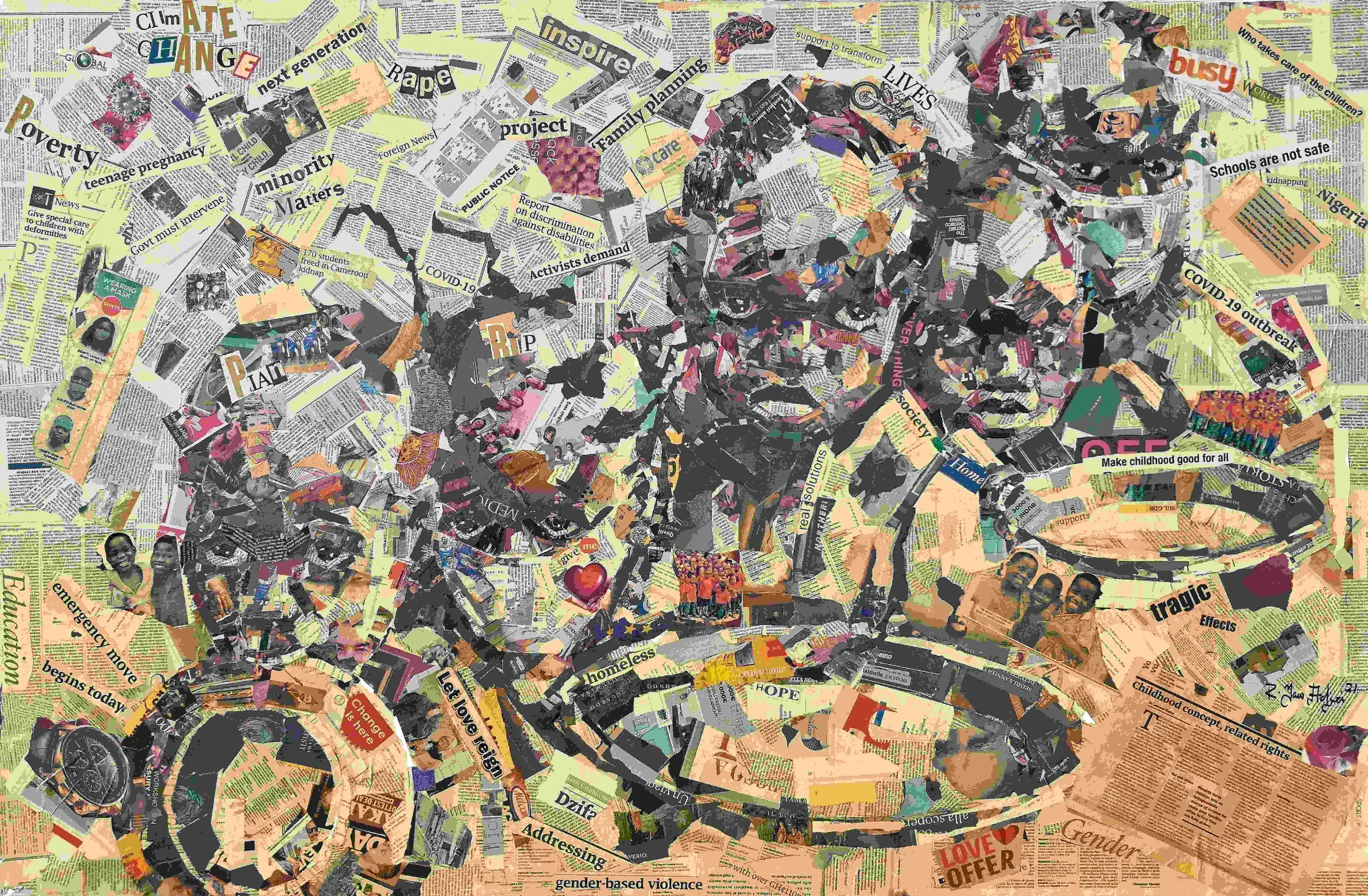 Give Me Love II  
| Newsprints on Canvas  
| 152 x 102 cm