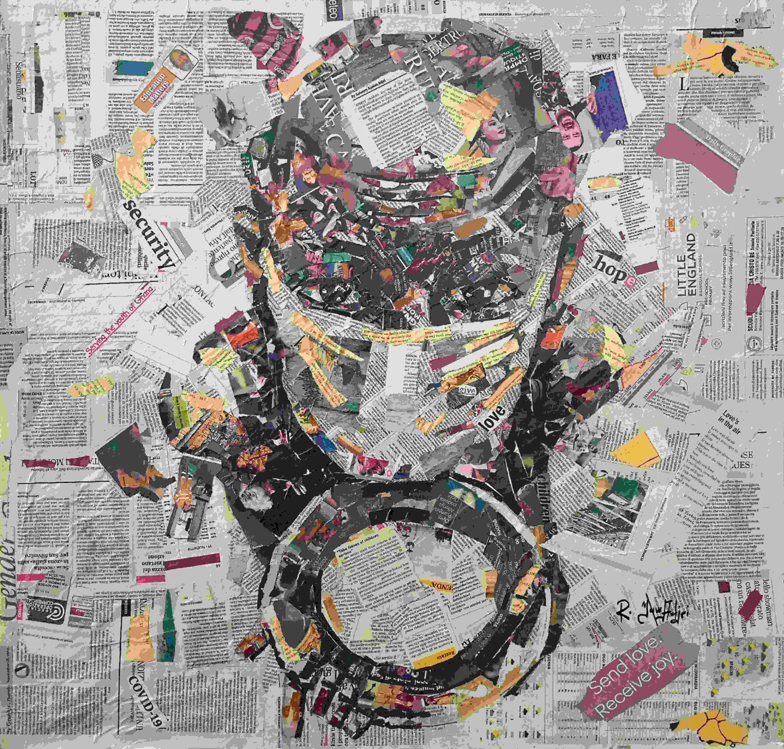 Give Me Love 
| Newsprints on Canvas  
| 76 x 76 cm