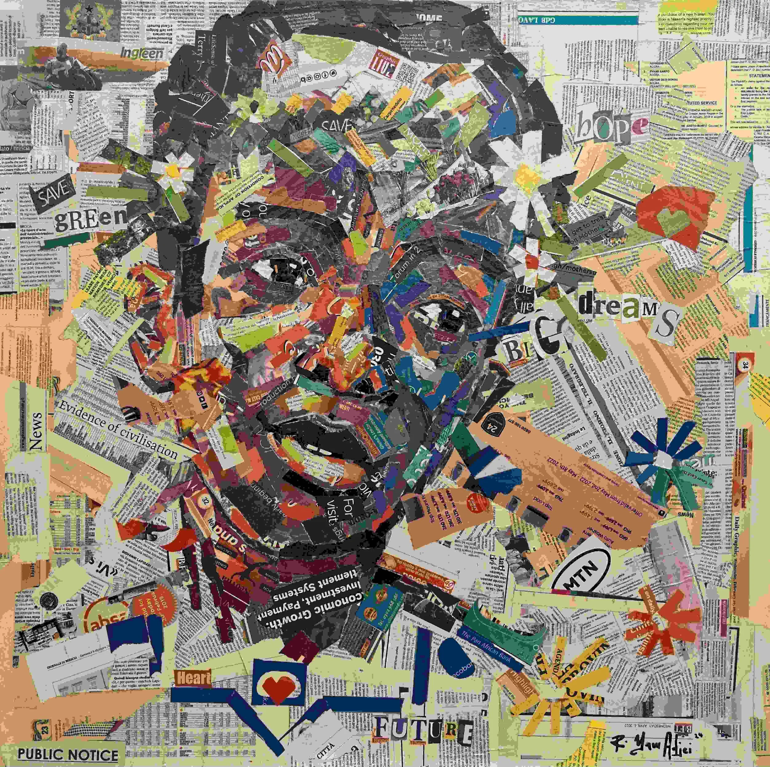 Childhood VI 
| Newsprints on Canvas  
| 76 x 76 cm