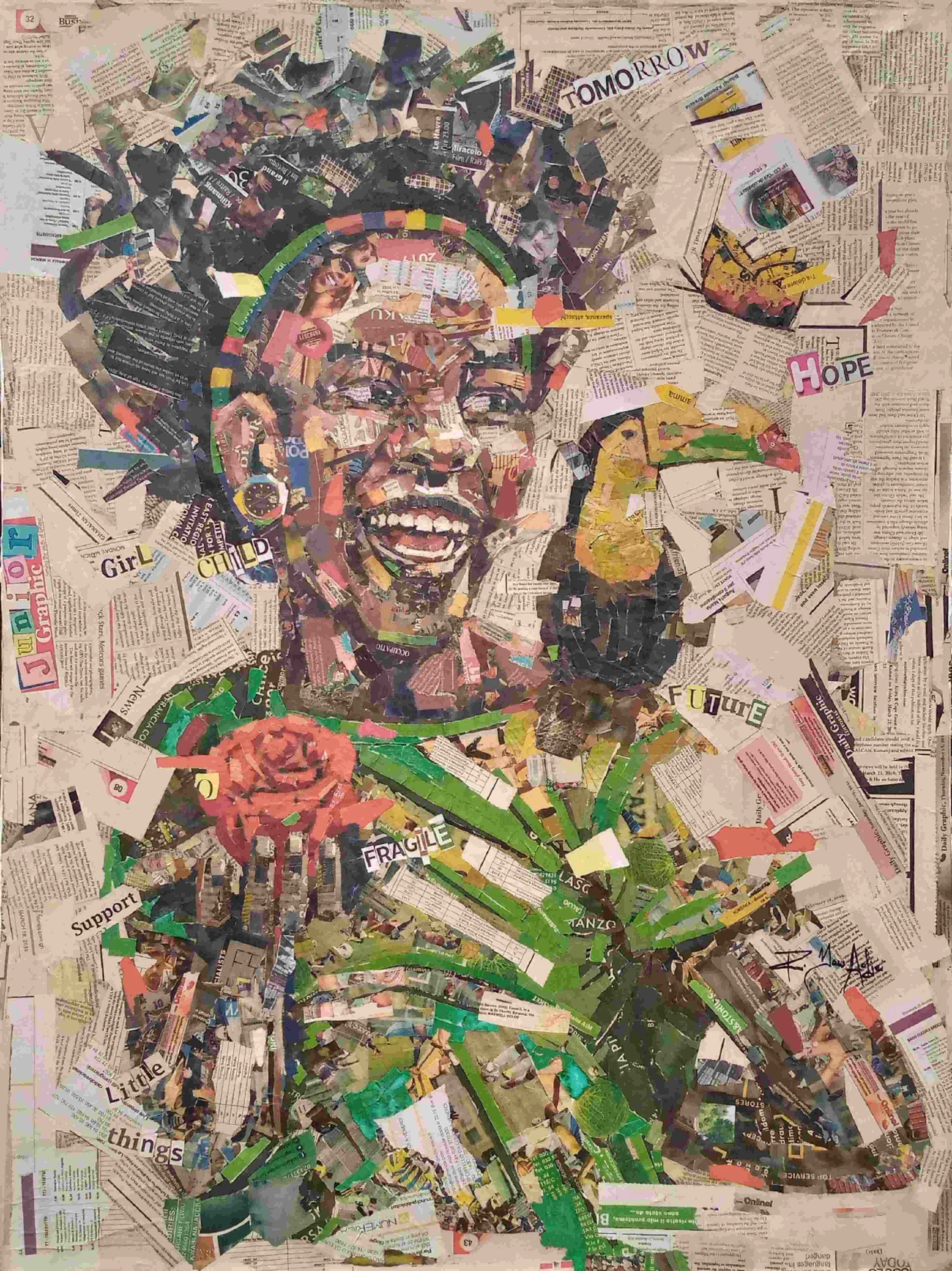 Childhood III 
| Newsprints on Canvas  
| 76 x 102 cm