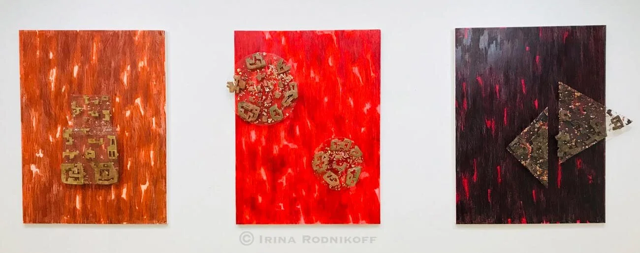 Labyrinth – triptych
| 3 wood panels, ceramics, plexiglass
| 9,000 USD (Unframed)