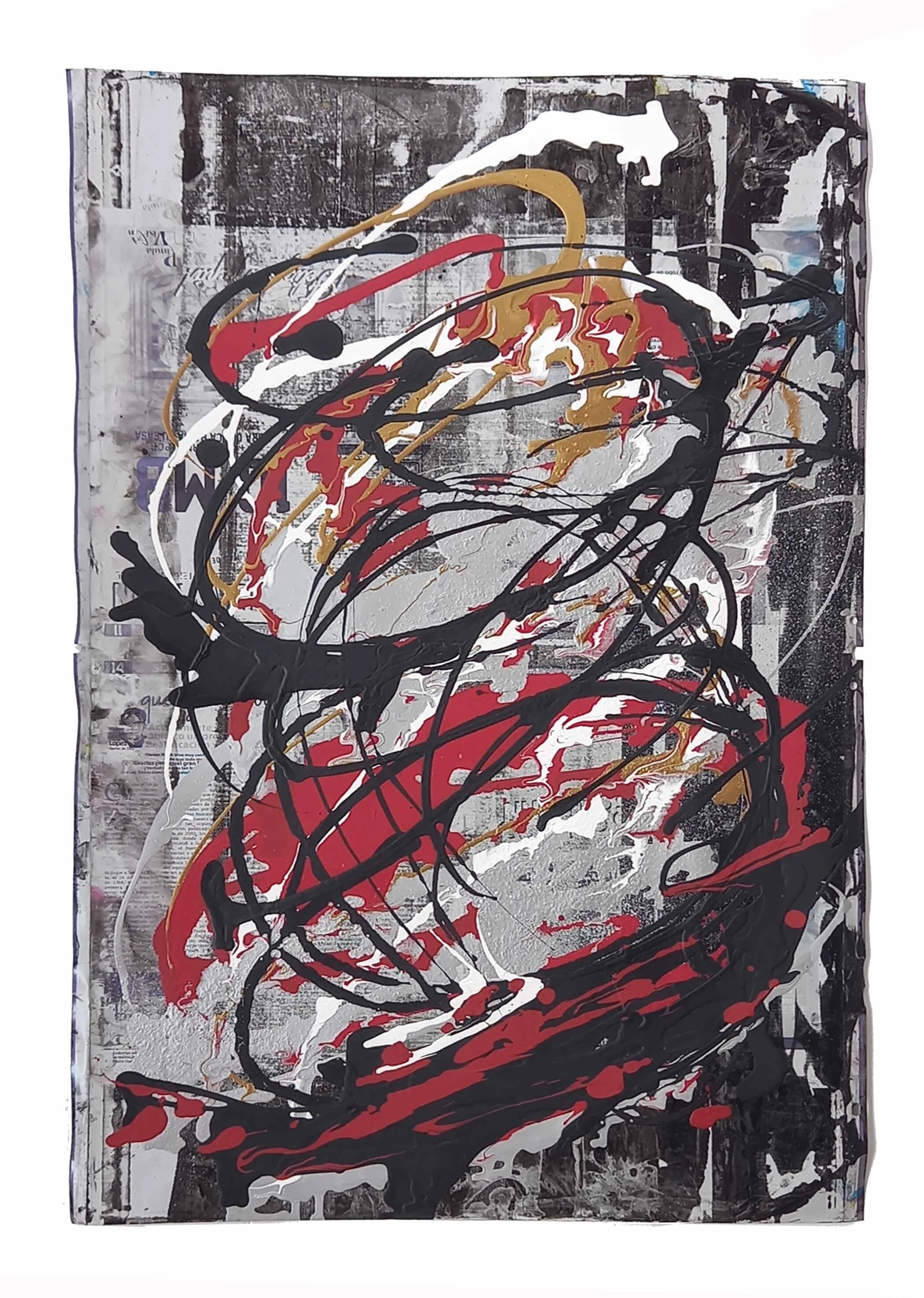 Noise  
| Mixed Media on Recycled Off-Set Plates  
| 74 x 1.04 m