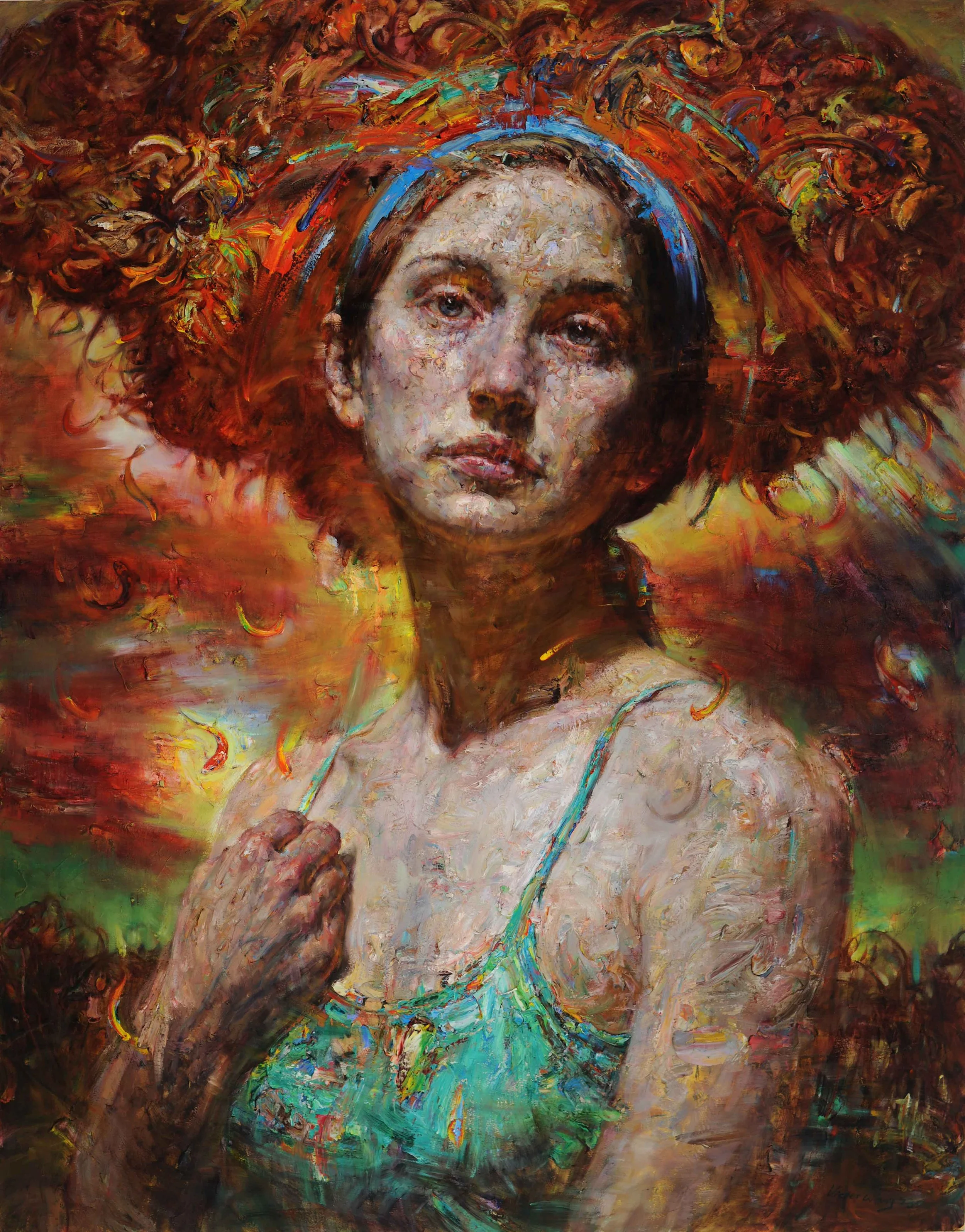 The Pedals Falling | Oil on Canvas | 83” x 65” | On Demand