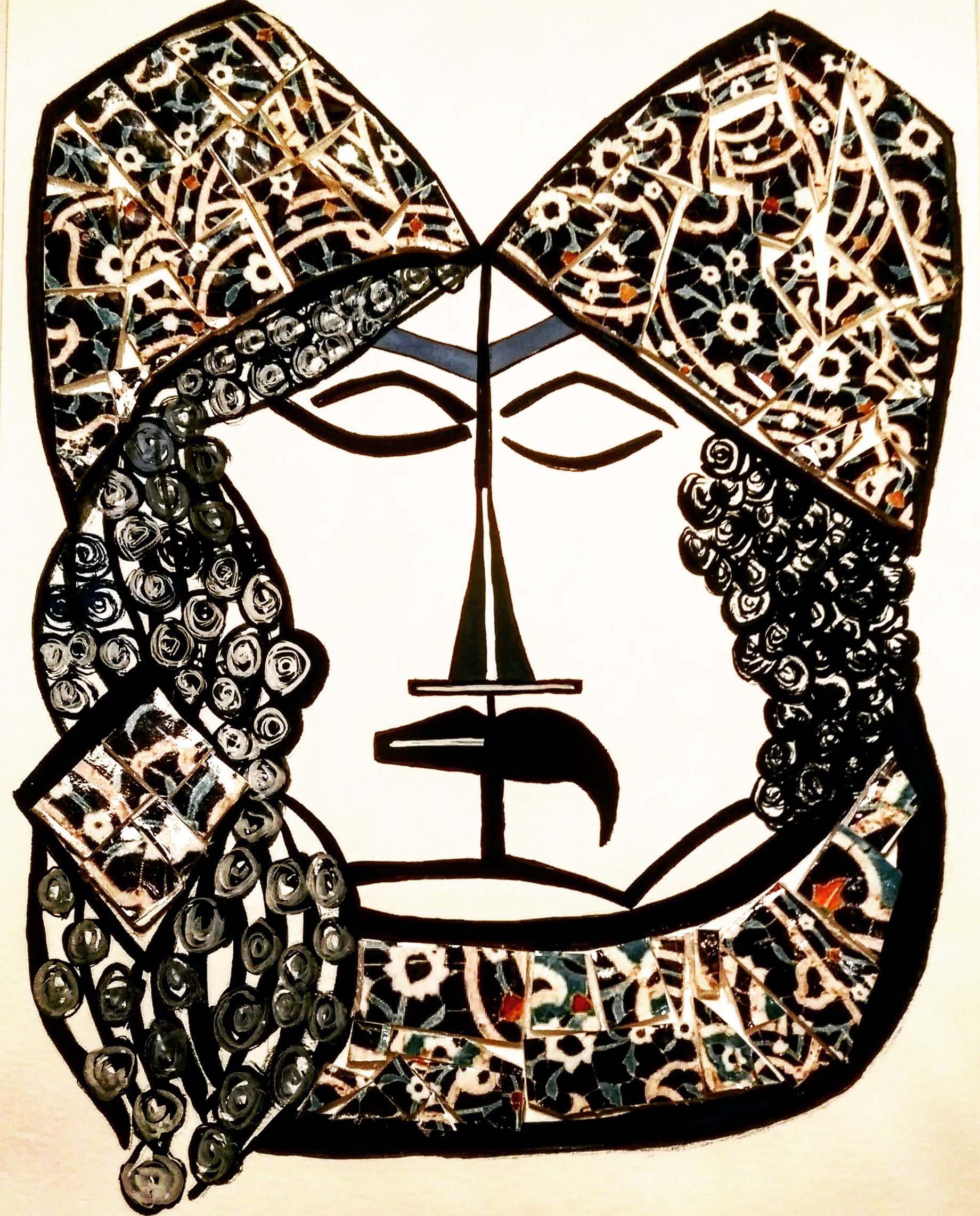 Bijan and Manijeh | 30 cm x 21.5 cm | Mixed Media (Gouache + Collage ) on Watercolor Paper | 100 USD