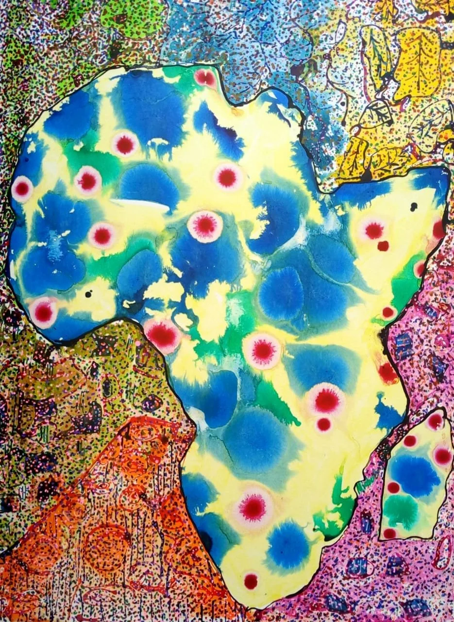 Africa in Colors | Ink and Marker on Paperboard | 100 x 70 cm | 2900 USD