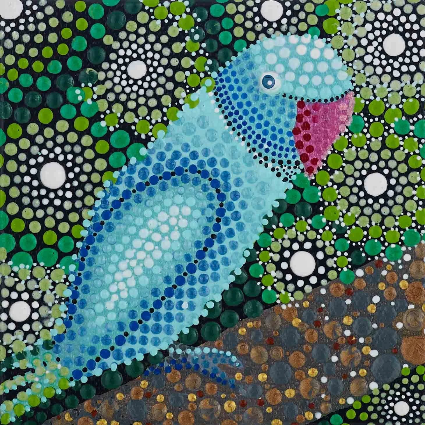 Jungle Parrot | Acrylic on Canvas | 10 x 10 cm | 230 USD