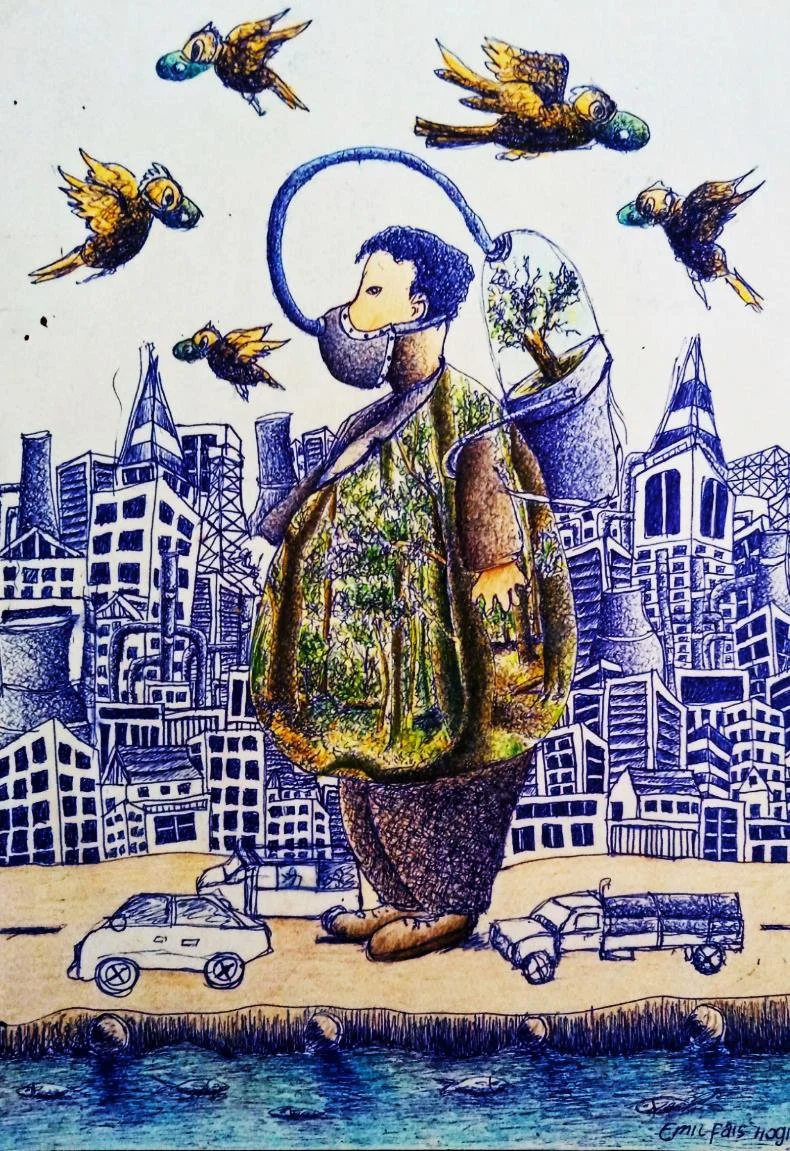 Pollution 2 | Ballpoint on Paper | 21 x 30 cm | 1000 USD
