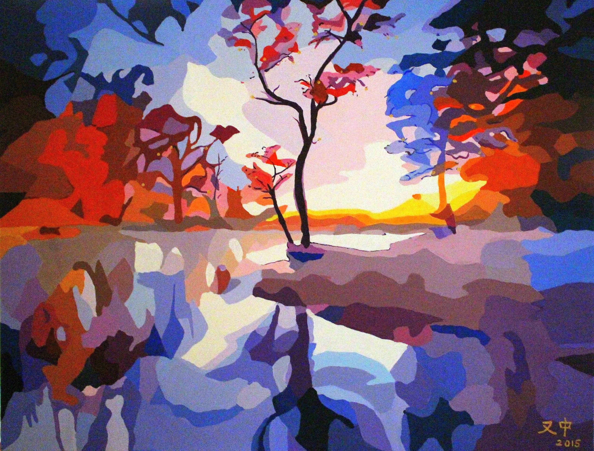Lakeside Reflection
| 41 x 53 cm
| Acrylic on Canvas
| 1620 USD