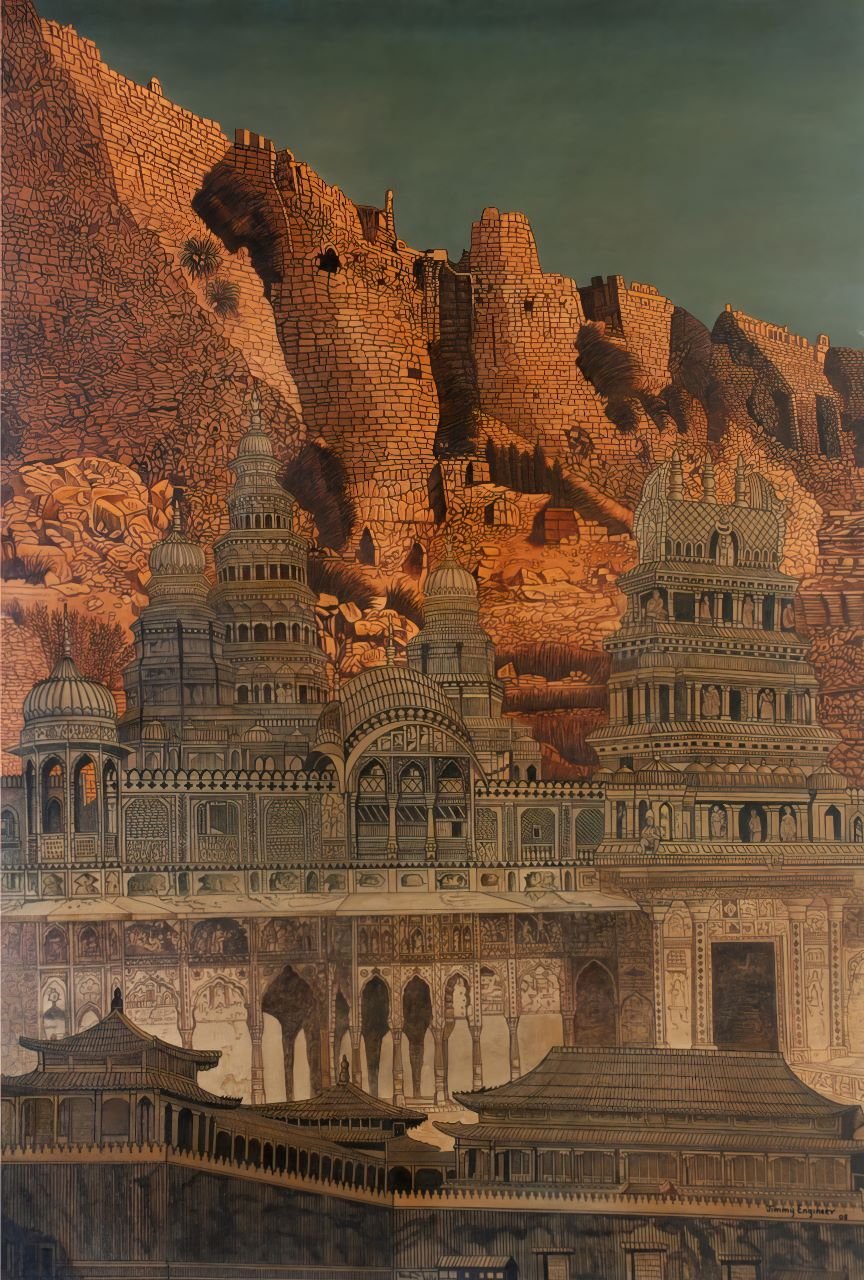 Intl. Architectural Composition  
| Oil on Canvas  
| 1.8 x 1.2 meter   
| Year: 2008