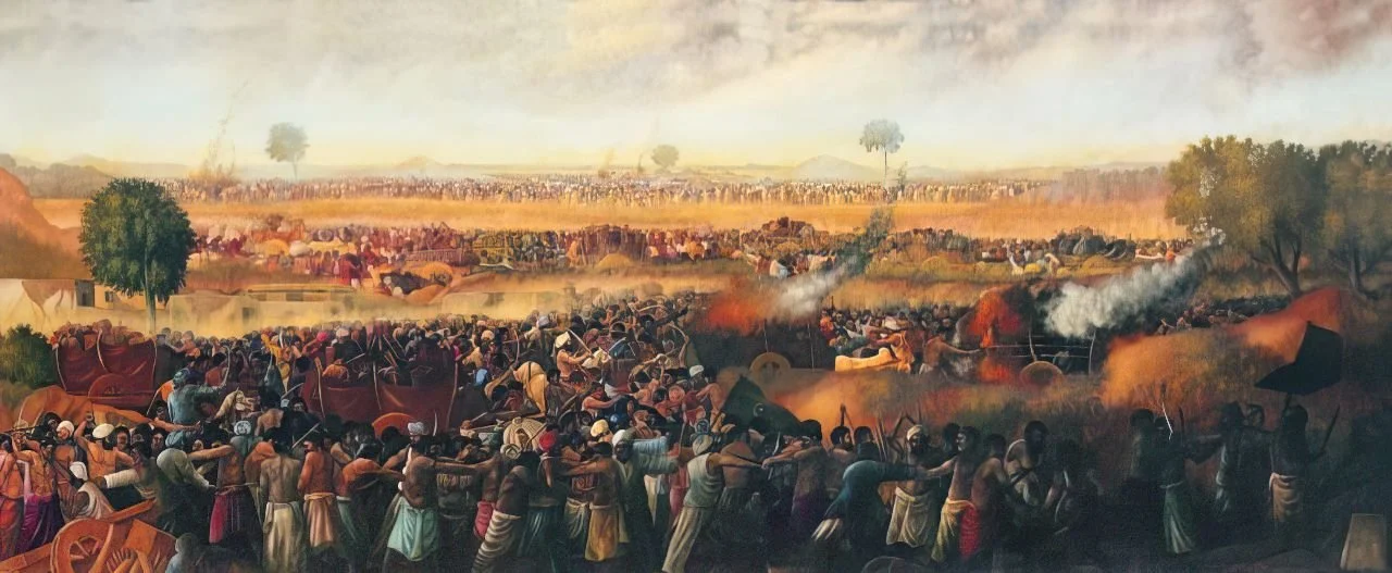 Creation of Pakistan 1947  
| Oil on Canvas  
| 3 x 1.4 meter   
| Year: 1978