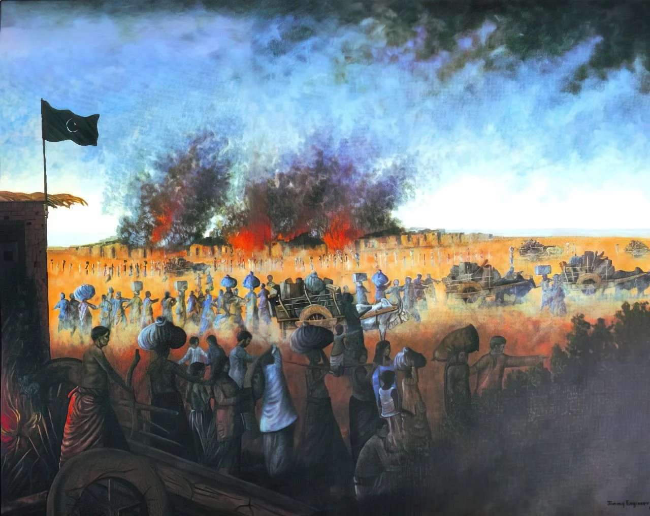 Creation of Pakistan  
| Oil on Canvas  
| 1.8 x 1.4 meter   
| Year: 2004