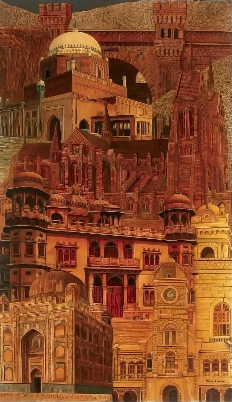 Architectural Composition  
| Oil on Canvas  
| 1.8 x 1.2 meter   
| Year: 2004