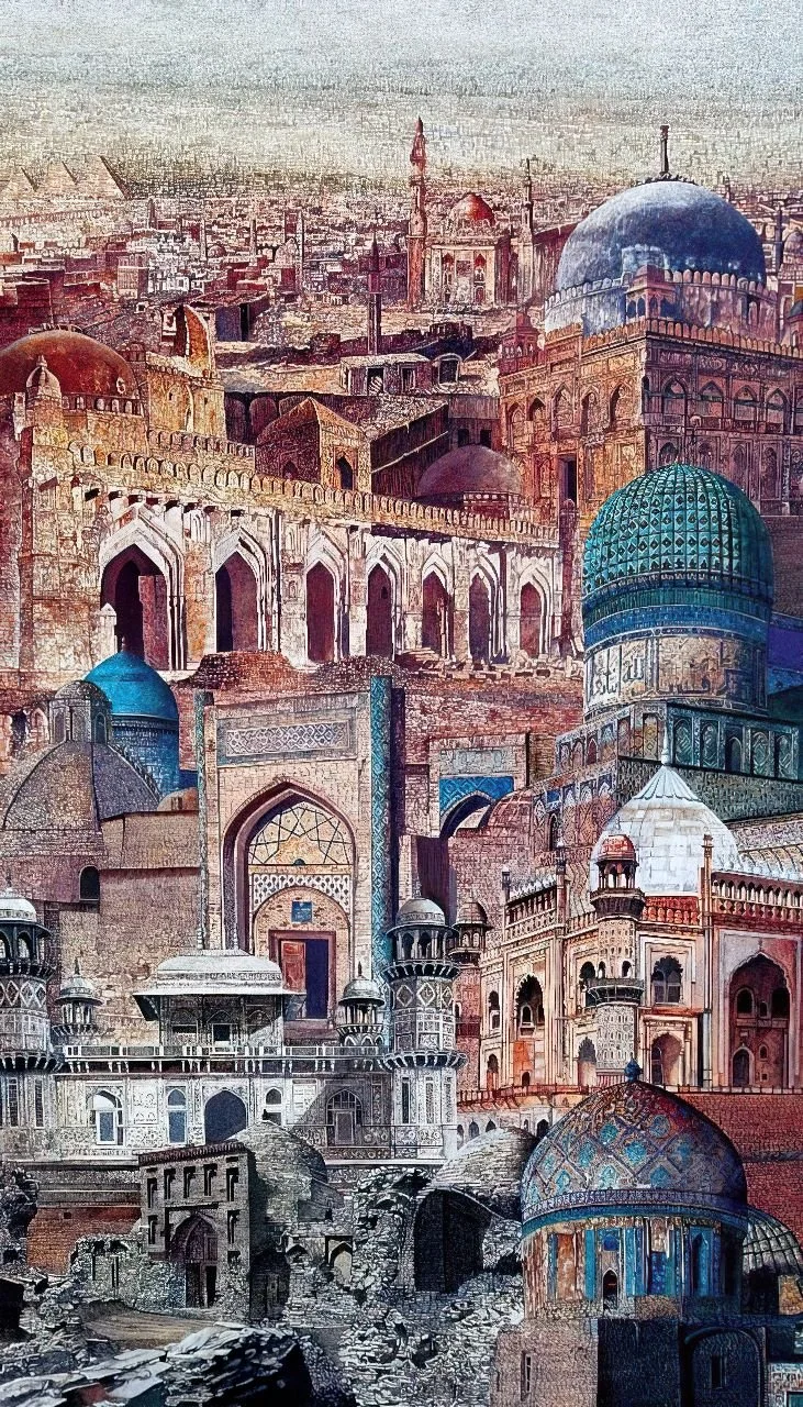 Intl. Architectural Composition  
| Oil on Canvas  
| 2.1 x 1.2 meter   
| Year: 2003