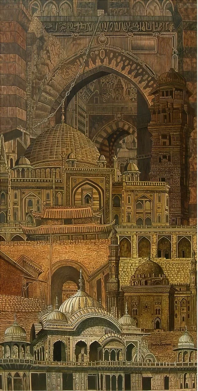 Intl. Architectural Composition  
| Oil on Canvas  
| 1 x 1.8 meter  
| Year: 2006