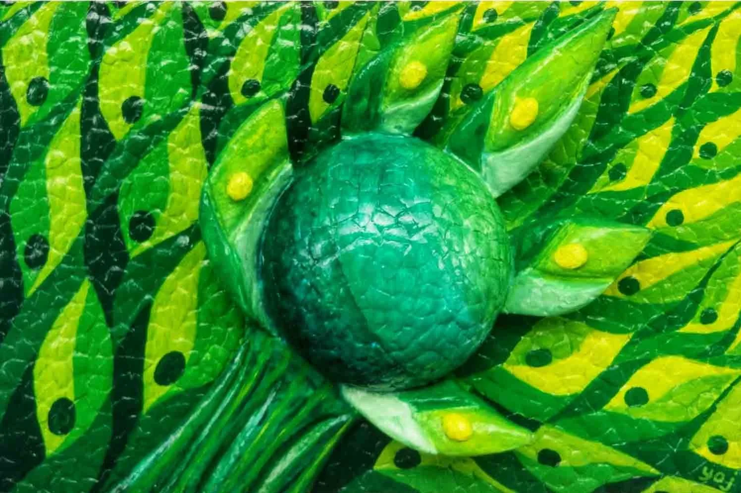 Green Armor  
| Mixed Media on Board  
| 25.4 x 38 x 6.3 cm