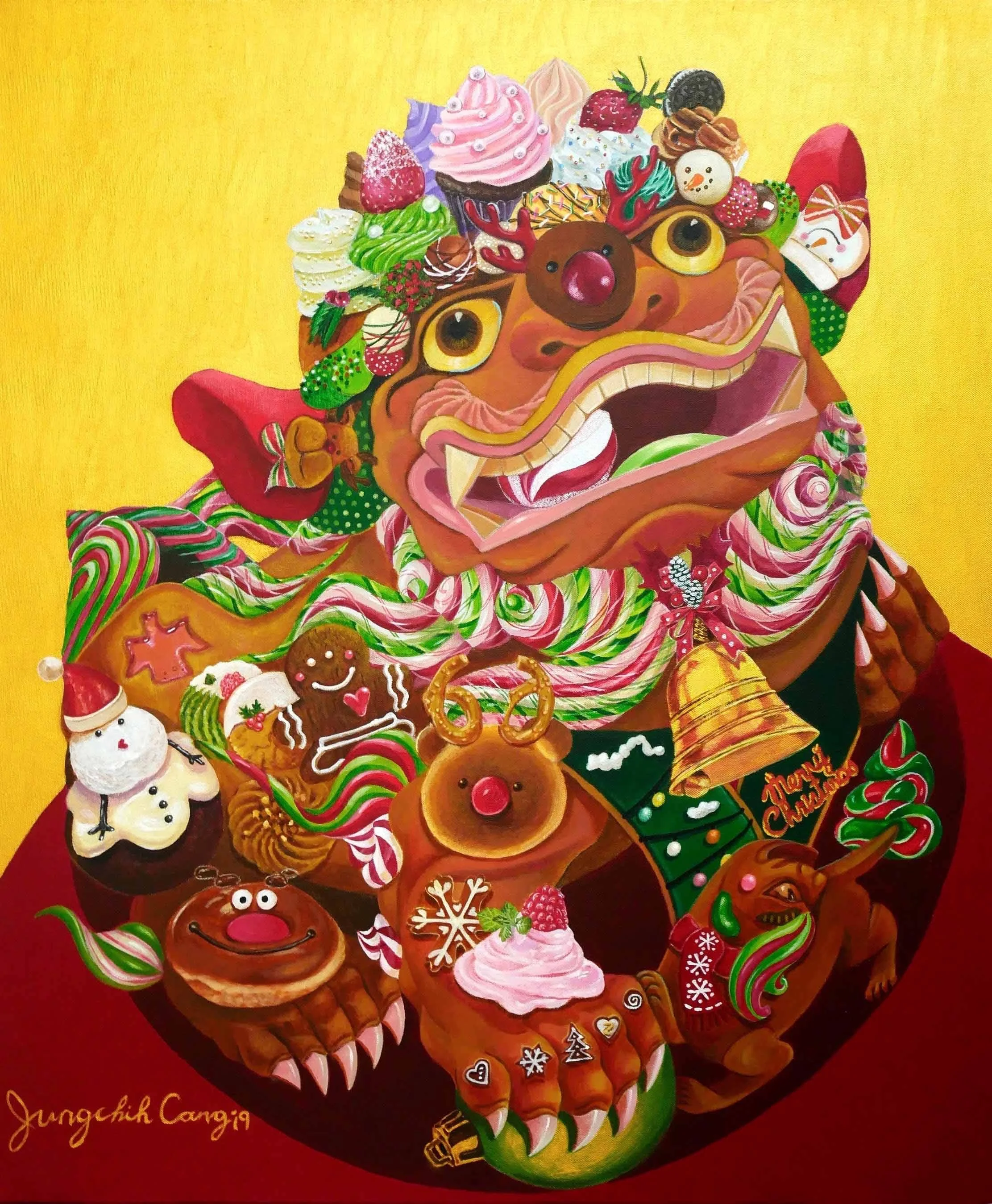 Christmas Lion | 72.5 x 60.5 cm |
Acrylic on Canvas | 3900 USD