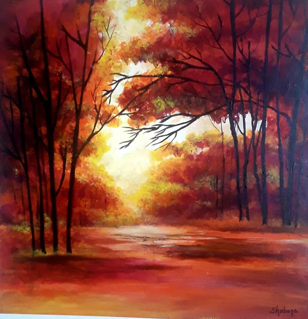 Burning Autumn | Acrylic on Canvas | 90 × 90 cm | 350 USD